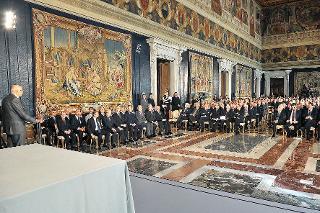 Il Presidente Giorgio Napolitano nel corso della cerimonia di consegna delle insegne di Cavaliere dell'Ordine &quot;Al Merito del Lavoro&quot; ai Cavalieri del Lavoro nominati il 2 giugno 2010