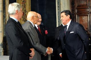 Il Presidente Giorgio Napolitano consegna le insegne di Cavaliere dell'Ordine &quot;Al Merito del Lavoro&quot; a Carlo Pontecorvo