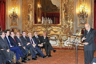 Il Presidente Giorgio Napolitano durante il suo intervento in occasione dell'incontro con una delegazione dell'Assonime