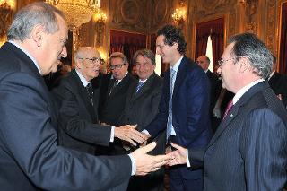 Il Presidente Giorgio Napolitano nel corso dell'incontro con una delegazione dell'Associazione fra le società italiane per azioni