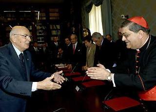 Il Presidente Giorgio Napolitano con il Cardinele Crescenzio Sepe