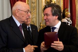 Il Presidente Giorgio Napolitano consegna il Premio &quot;Vittorio De Sica&quot; per la musica a Antonio Pappano