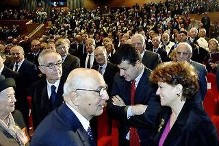 Il Presidente Giorgio Napolitano con la moglie Clio, all'Università degli Studi &quot;Federico II°&quot;