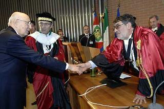 Il Presidente Giorgio Napolitano, all'Università degli Studi Federico II° con il Rettore Guido Trombetti ed il Prof. Massimo Marrelli