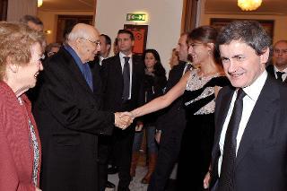 Il Presidente Giorgio Napolitano al suo arrivo al Teatro dell'Opera per l'anteprima di gala dell'Opera &quot;Moise et Pharaon&quot; di Giaocchino Rossini, diretta dal Maestro Ricardo Muti
