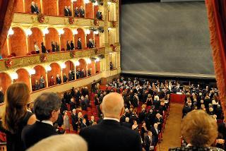 Il Presidente Giorgio Napolitano all'anteprima di gala dell'Opera &quot;Moise et Pharaon&quot; di Giaocchino Rossini, diretta dal Maesto Riccardo Muti al Teatro dell'Opera di Roma.