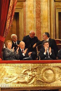 Il Presidente Giorgio Napolitano al Teatro dell'Opera per l'anteprima di gala dell'Opera &quot;Moise et Pharaon&quot; di Giaocchino Rossini, diretta dal Maestro Ricardo Muti
