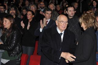 Il Presidente Giorgio Napolitano alla Casa del Cinema con i familiari del Maestro Mario Monicelli