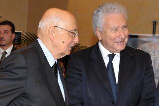Il Presidente Giorgio Napolitano con Renzo Gattegna, Presidente dell'Unione delle Comunità Ebraiche Italiane in occasione del VI° Congresso dell'UCEI