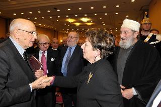 Il Presidente Giorgio Napolitano con Anna Foa in occasione del VI° Congresso dell'Unione delle Comunità Ebraiche Italiane