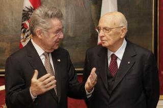 Il Presidente Giorgio Napolitano con il Presidente Federale della Repubblica d'Austria Heinz Fischer