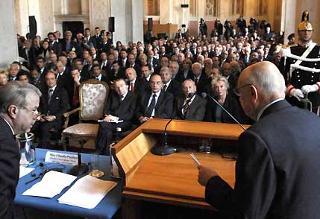 Il Presidente Giorgio Napolitano poco prima del suo intervento in occasione della celebrazione della &quot;Seconda Giornata dell'Asia e del Pacifico&quot;.
