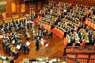 Il Presidente Giorgio Napolitano al Concerto di Natale eseguito dall'Orchestra "I Solisti Veneti" e diretto dal Maestro Claudio Scimone con Andrea Bocelli