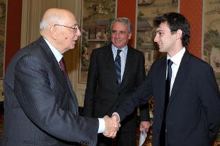 Il Presidente Giorgio Napolitano con Mattia Sogaro, Presidente del Consiglio Nazionale degli Studenti Universitari