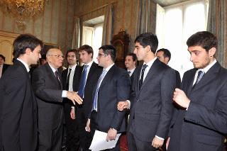 Il Presidente Giorgio Napolitano nel corso dell'incontro con il Consiglio Nazionale degli Studenti Universitari