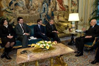 Il Presidente Giorgio Napolitano nel corso dei colloqui con il Presidente dell'ANCI, Sergio Chiamparino, e il Coordinatore Nazionale di ANCI Giovane Giacomo D'Arrigo