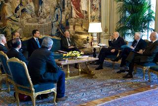 Il Presidente Giorgio Napolitano in occasione dell'incontro con i promotori dell'appello &quot;Mezzogiorno su la testa!&quot;