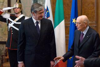Il Presidente Giorgio Napolitano con il Presidente della Repubblica di Slovenia Danilo Türk, in occasione della visita di Stato in Italia