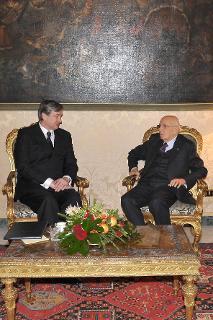 Il Presidente Giorgio Napolitano con il Signor Danilo Türk, Presidente della Repubblica Slovena durante i colloqui