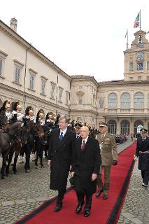 Il Presidente Giorgio Napolitano durante la cerimonia di congedo del Signor Danilo Türk, Presidente della Repubblica Slovena al termine della visita di Stato in Italia