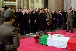 Il Presidente Giorgio Napolitano nel corso della celebrazione dei funerali dell'Alpino Luca Sanna, deceduto in Afghanistan