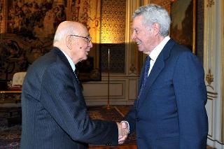 Il Presidente Giorgio Napolitano con Guido Albertelli, Presidente dell'Associazione Nazionale Perseguitati Politici Italiani Antifascisti