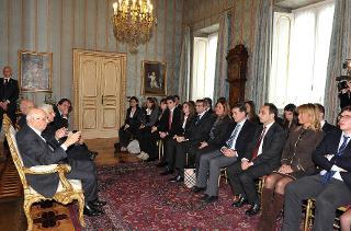 Il Presidente Giorgio Napolitano durante il suo intervento in occasione dell'incontro con una delegazione di docenti e studenti del Liceo Classico Statale &quot;Umberto I&quot; di Napoli