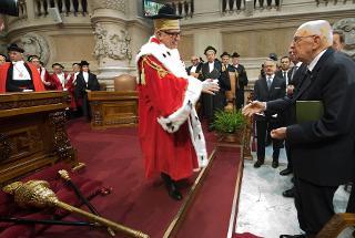 Il Presidente Giorgio Napolitano con il Primo Presidente della Corte di cassazione Ernesto Lupo, al termine dell'Assemblea Generale pubblica e solenne della Corte Suprema di Cassazione