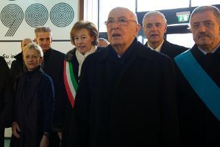 Il Presidente Giorgio Napolitano al suo arrivo al Museo del Novecento, accolto dal Sindaco di Milano Letizia Moratti, dal Presidente della Regione Roberto Formigoni e dal Presidente della Provincia Guido Podestà