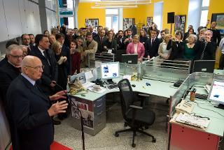 Il Presidente Giorgio Napolitano nel corso dell'incontro con una rappresentanza dei redattori e del personale tecnico-amministrativo del quotidiano &quot;L'Eco di Bergamo&quot;