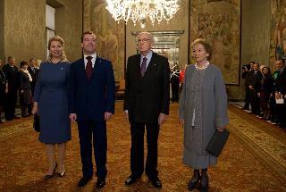 Il Presidente Giorgio Napolitano con il Presidente della Federazione Russa Dmitrij Anatol'evic Medvedev e le rispettive consorti