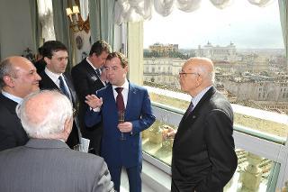 Il Presidente Giorgio Napolitano con Dmitrij Medvedev, Presidente della Federazione Russa in visita ufficiale in Italia