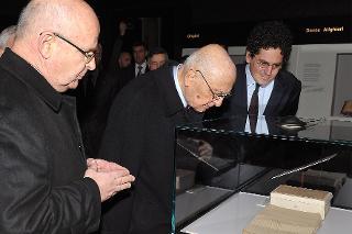 Il Presidente Giorgio Napolitano all'inaugurazione della Mostra &quot;Viaggio tra i capolavori della Letteratura Italiana. Francesco De Sanctis e l'Unità d'Italia&quot;