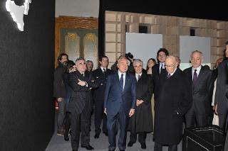 Il Presidente Giorgio Napolitano al suo arrivo per l'inaugurazione della Mostra &quot;Viaggio tra i capolavori della Letteratura Italiana. Francesco De Sanctis e l'Unità d'Italia&quot;