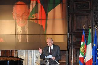 Il Prof. Vittorio Sermonti in occasione della cerimonia su &quot;La lingua italiana fattore portante dell'identità nazionale&quot;.