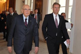Il Presidente della Repubblica Napolitano e il Presidente della Repubblica Federale di Germania Wulff