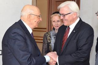 Il Presidente Giorgio Napolitano accoglie Frank - Walter Steinmeier, Capo Gruppo SPD al Bundestag