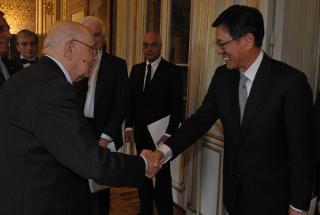 Il Presidente Giorgio Napolitano accoglie Ho Beng Huat