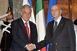 Il Presidente Giorgio Napolitano con il Signor Sebastian Pinera, Presidente della Repubblica del Cile, in visita ufficiale in Italia