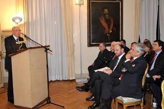 Il Presidente Giorgio Napolitano durante il suo interveno all'inaugurazione della nuova sede dell'Istituto Italo Latino Americano insieme al Presidente della Repubblica del Cile Sebastian Pinera