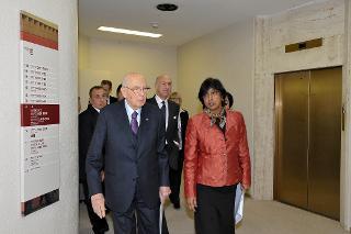 Il Presidente della Repubblica Giorgio Napolitano con Navi Pillay, Alto Commissario per i Diritti Umani in occasione della visita alle Nazioni Unite