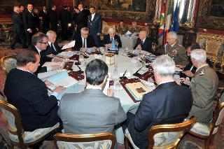 Il Presidente della Repubblica Giorgio Napolitano nel corso della Riunione del Consiglio supremo di difesa