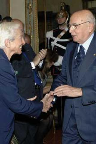 Il Presidente Giorgio Napolitano con Maria Pia Fanfani, in occasione della cerimonia del 40° anniversario di fondazione dell'Istituto Italo-Latino Americano