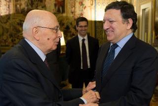 Il Presidente Giorgio Napolitano accoglie Josè Manuel Barroso, Presidente della Commissione Europea