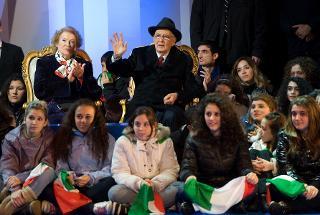 Il Presidente Giorgio Napolitano e la Signora Clio nel corso della &quot;Notte Tricolore&quot;