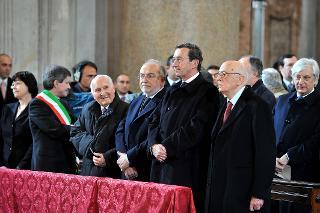 Il Presidente Giorgio Napolitano alla celebrazione eucaristica per il 150° anniversario dell'Unità d'Italia, nella Basilica di Santa Maria degli Angeli e dei Martiri