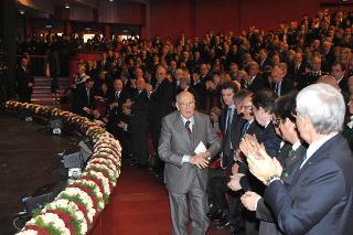 Il Presidente Giorgio Napolitano al Teatro Regio in occasione delle celebrazioni per il 150° anniversario dell'Unità d'Italia