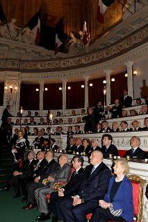 Il Presidente Giorgio Napolitano visita la ricostruita Sala del Senato in occasione delle celebrazioni per il 150° anniversario dell'Unità d'Italia