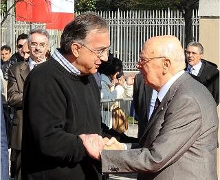 Il Presidente Giorgio Napolitano con Sergio Marchionne, Amministratore delegato del gruppo Fiat, nel corso della visita al Museo dell'Automobile