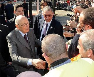 Il Presidente Giorgio Napolitano al suo arrivo al Museo dell'Automobile